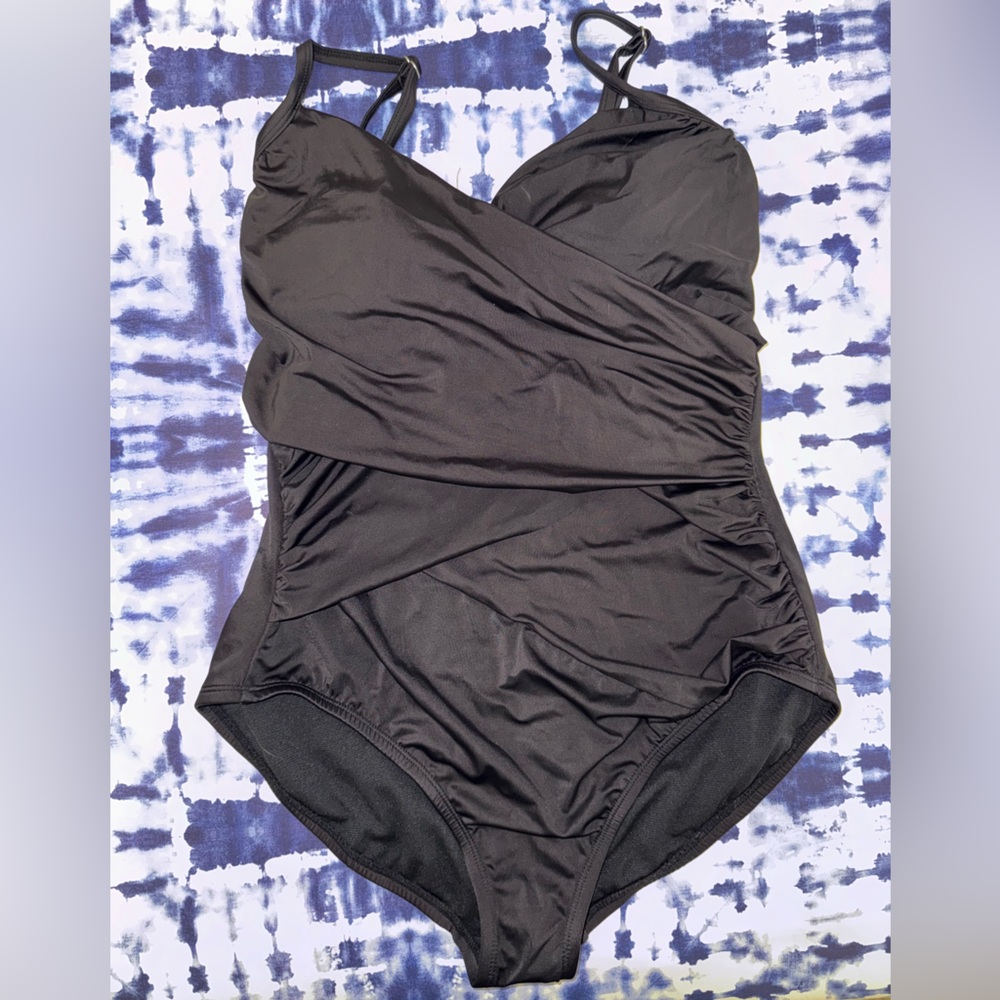Satin Black Swimsuit Size Large